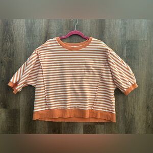 Orange and White Striped Oversized Top